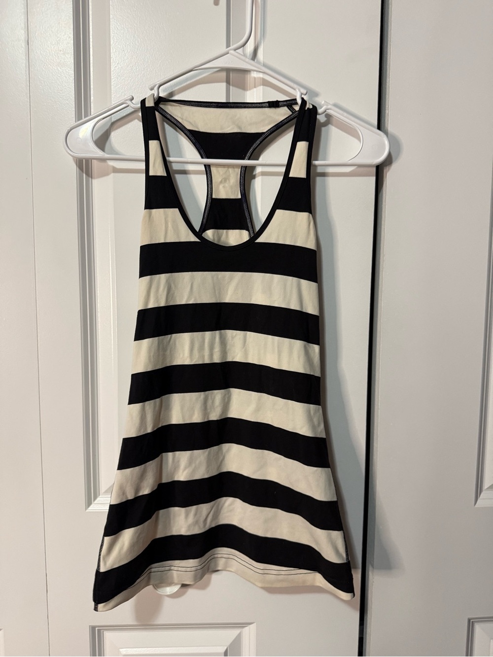 lululemon athletica Black and Cream Striped Racerback Tank - 2/4